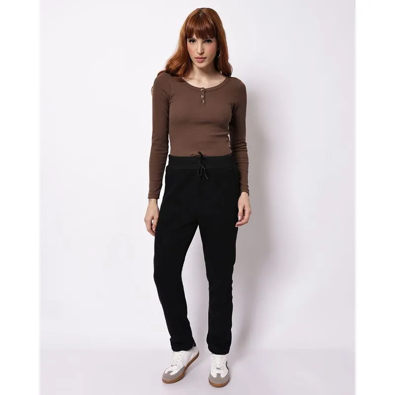 Calça Moletom Feminina Reta Básica Bolsos Preta M