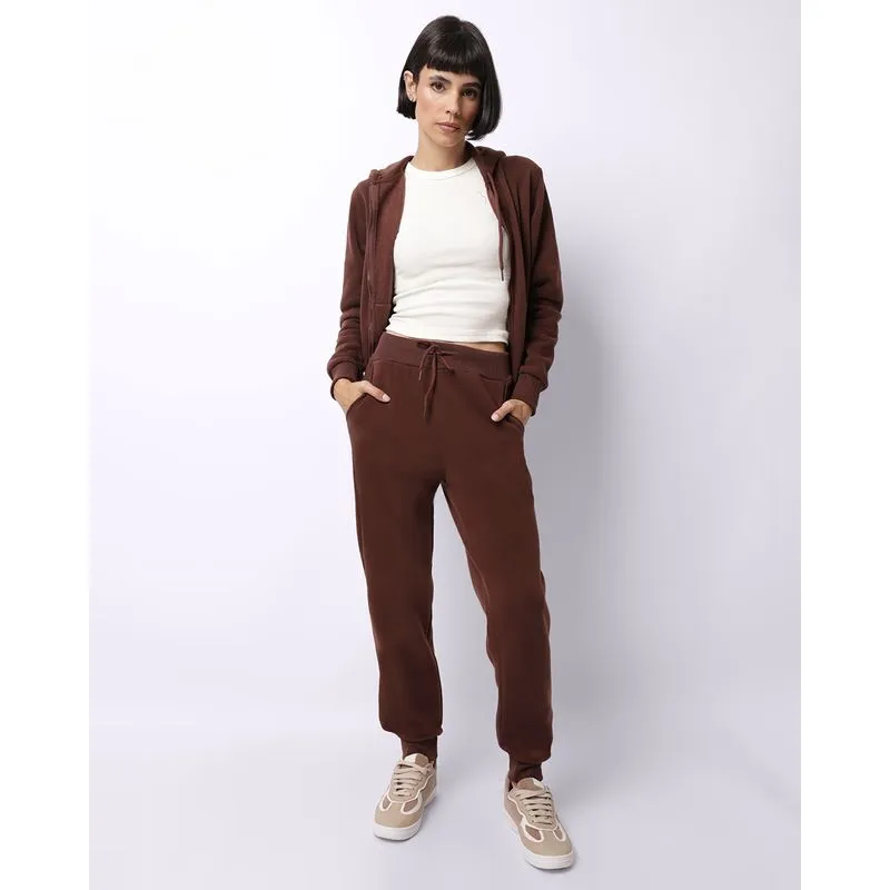 Calça Moletom Feminina Jogger com Bolsos Marrom M