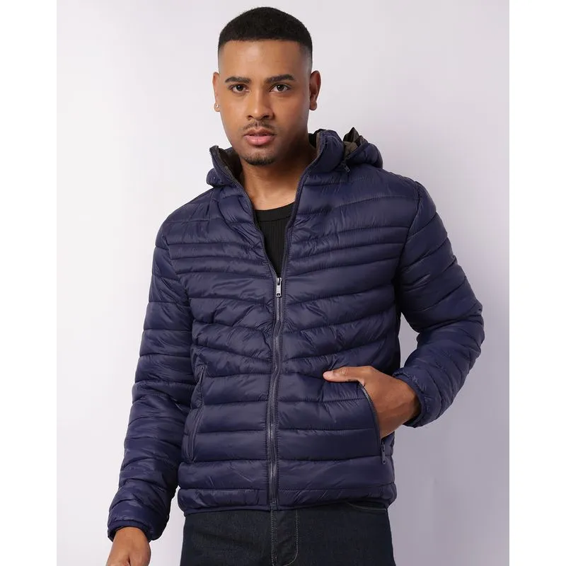 Jaqueta Masculina Puffer com Capuz Removível Marinho P