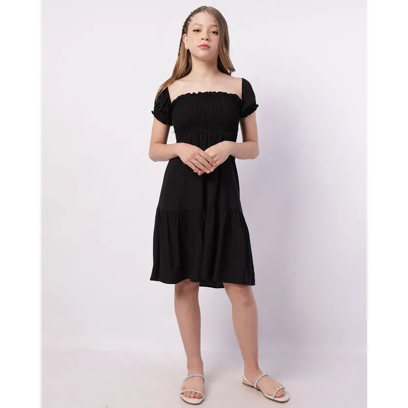 Vestido Juvenil Viscose Ciganinha Preto 12