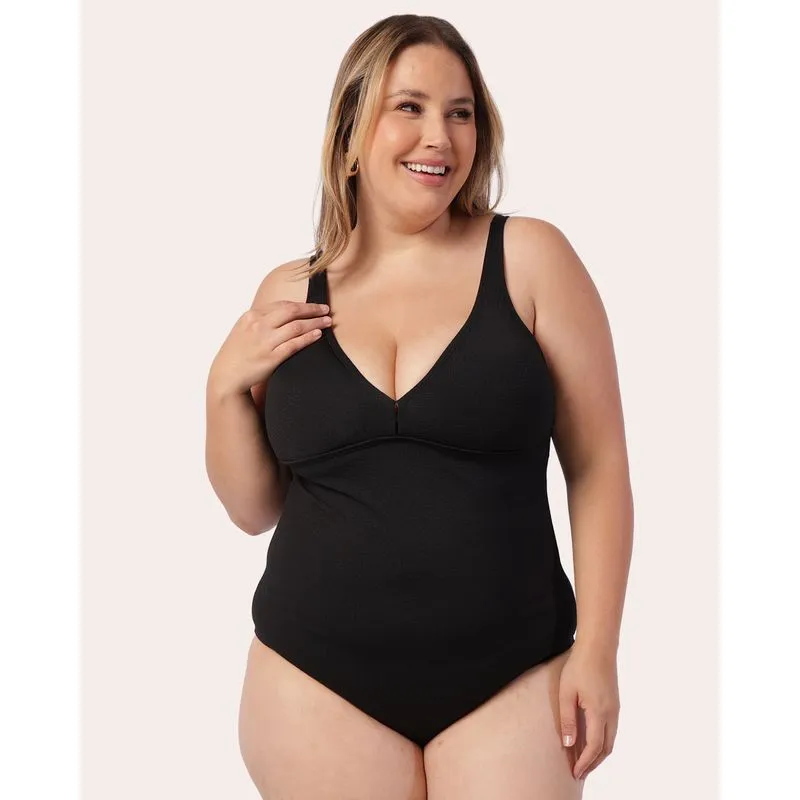 Maiô Plus Size Texturizado com Bojo Removível Preto 44