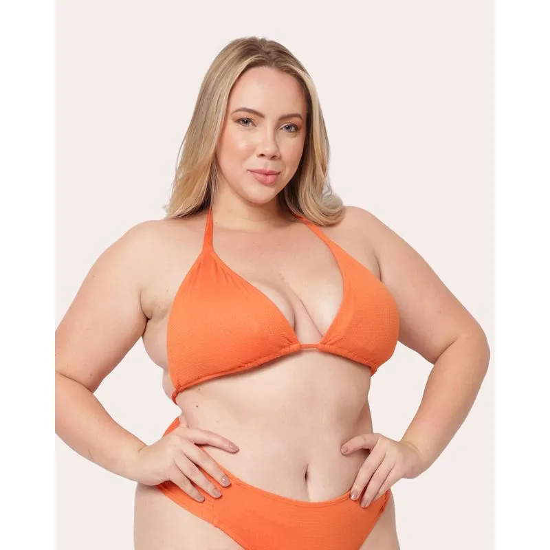 Biquini Plus Size Top Avulso Cortininha Bojo Removivel Texturizado Laranja 44