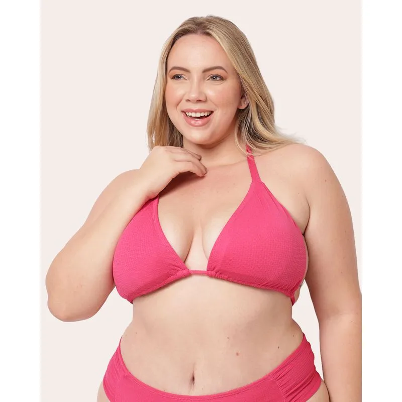 Biquini Plus Size Top Avulso Cortininha Bojo Removivel Texturizado Rosa 50