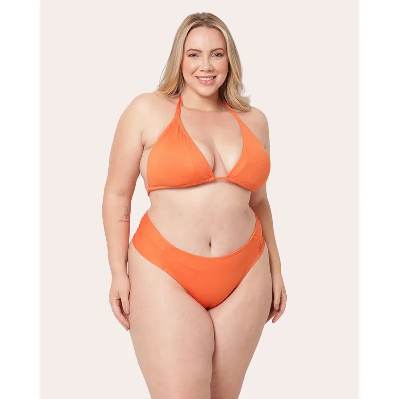 Biquini Plus Size Calcinha Bombom Texturizada Laranja 48