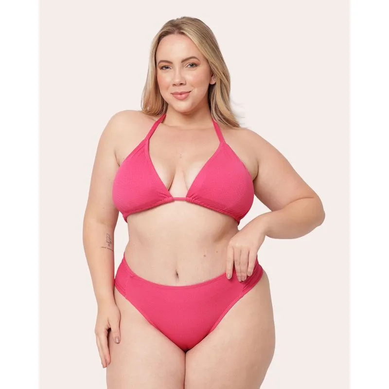 Biquini Plus Size Calcinha Bombom Texturizada Rosa 48