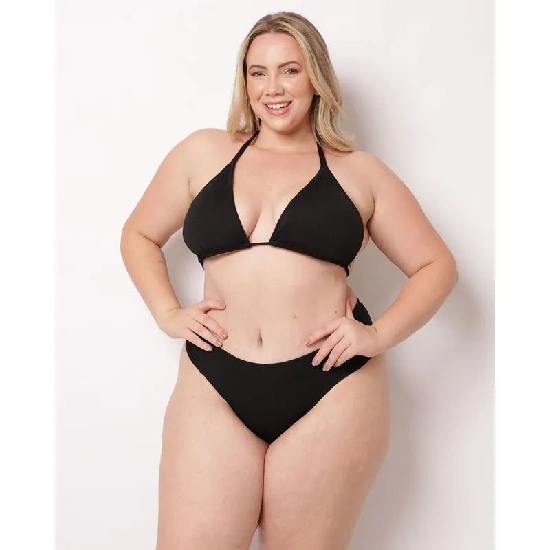 Biquini Plus Size Calcinha Bombom Texturizada Preto 48