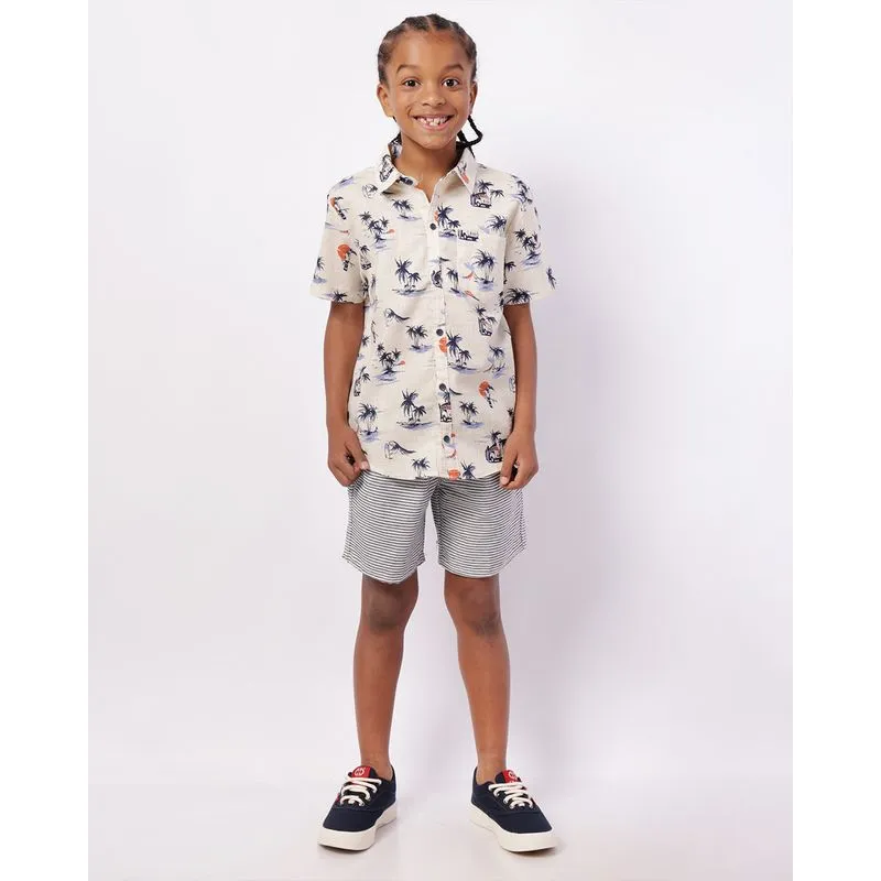 Bermuda Infantil Reta com Bolsos Listrada Marinho 4