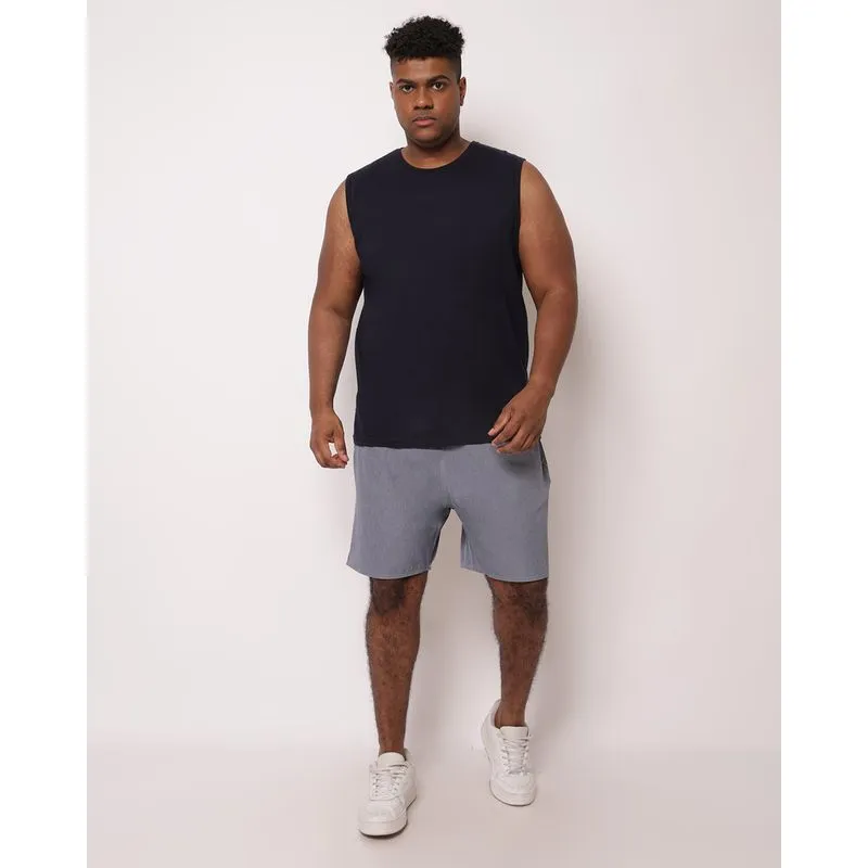 Bermuda Plus Size Masculina Microfibras Reta Azul G4