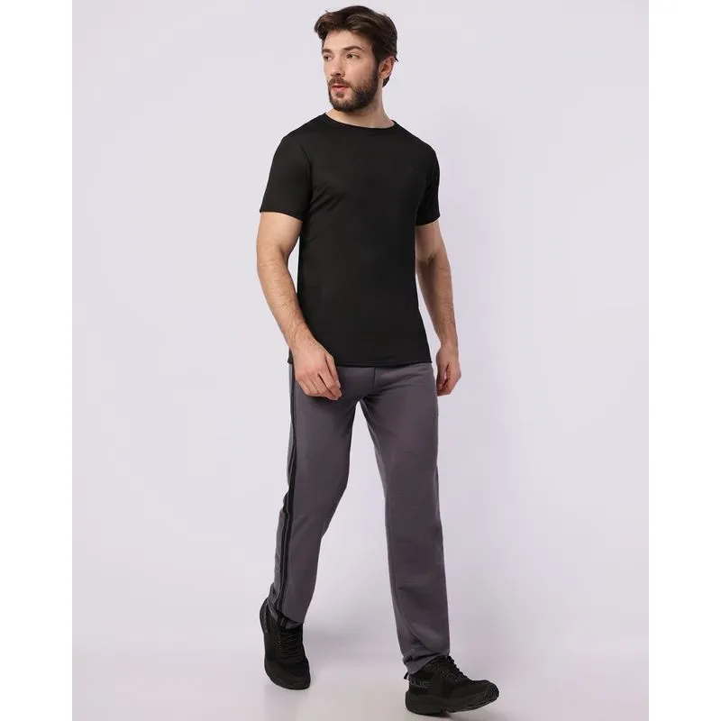 Calça Moletom Esportiva Masculina Listras com Bolsos Cinza G