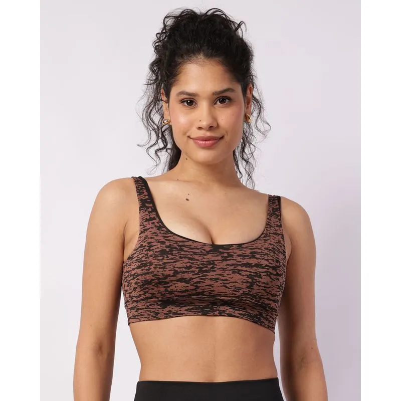 Top Fitness Feminino Fitter com Bojo Removível Estampado Preto G
