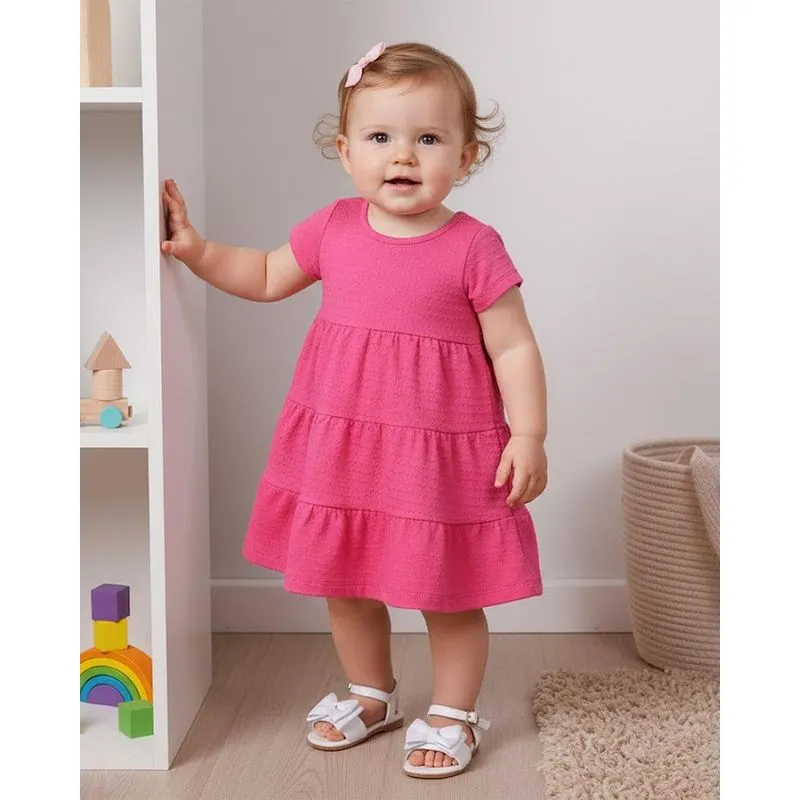 Vestido Bebê Três Marias Algodão Texturizado Rosa M