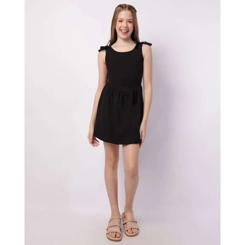 Vestido Juvenil Curto Balonê com Lacinhos Preto 10