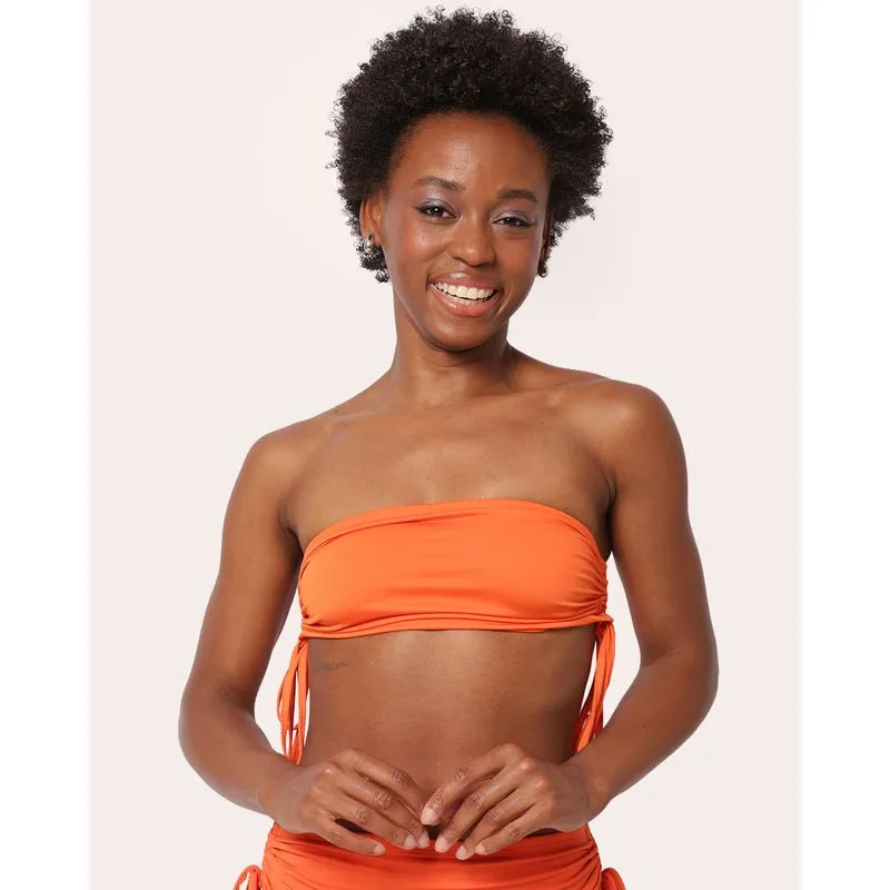 Biquíni Top Tomara que Caia Avulso sem Bojo Colissê Laranja P