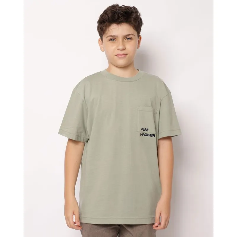 Camiseta Juvenil Oversized Algodão com Bolso Verde 14