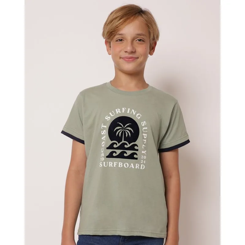 Camiseta Juvenil com Estampa Surfing Supply Verde 14
