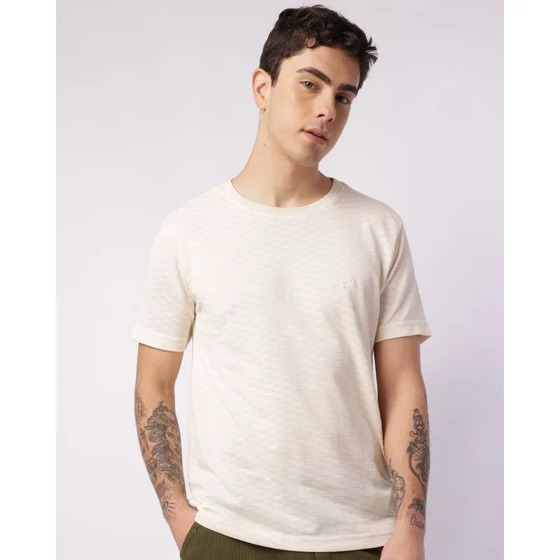 Camiseta Masculina Algodão Texturizada Manga Curta Off White P