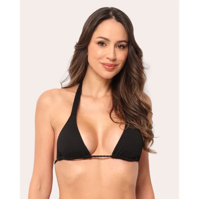 Biquini Top Feminino Texturizado com Bojo Removível Preto GG