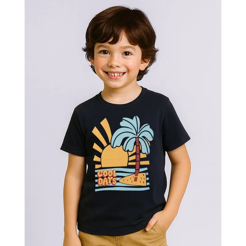 Camiseta Infantil Algodão Estampa Tropical Marinho 8