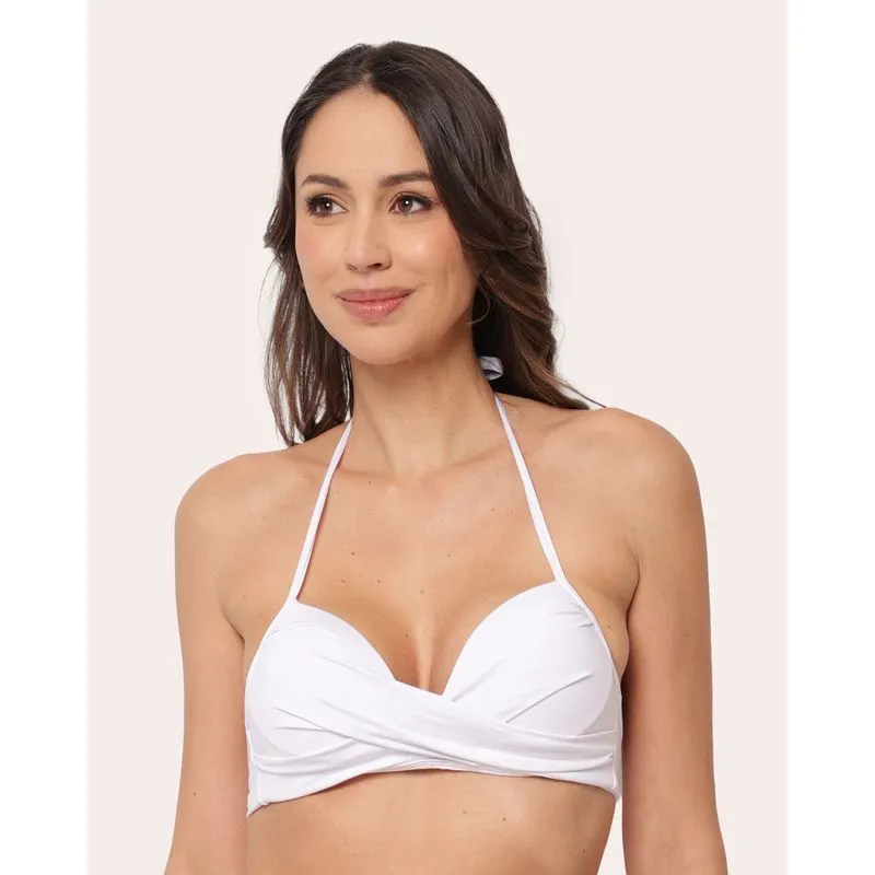 Biquini Top Feminino com Bojo Transpassado Branco G
