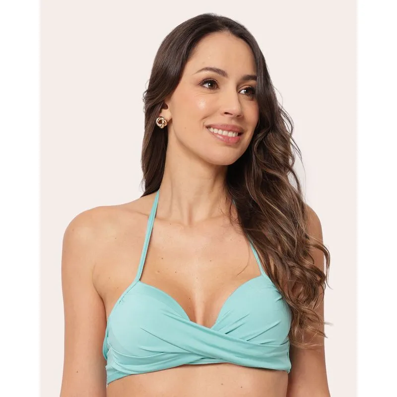 Biquini Top Feminino com Bojo Transpassado Verde GG
