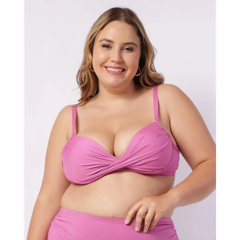 Biquini Plus Size Top Avulso Bojo Transpassado Rosa 48