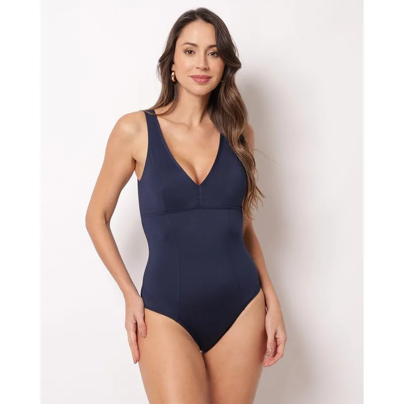 Maiô Feminino com Recortes Decote Profundo Marinho GG