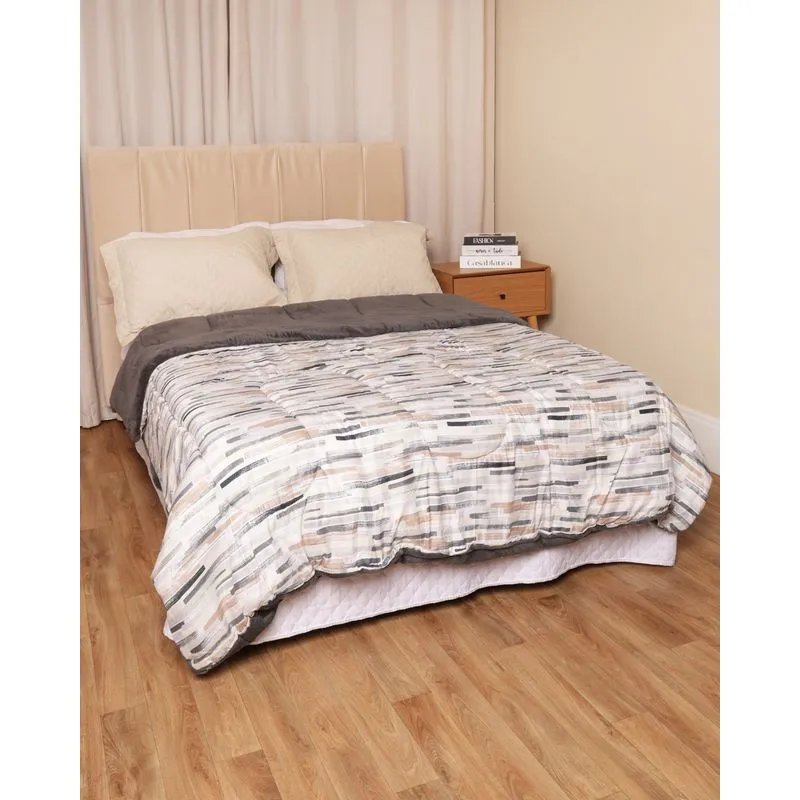 Coberdrom Casal Dupla Face 190cmx220cm Arte& Cazza Estampado Cinza UN