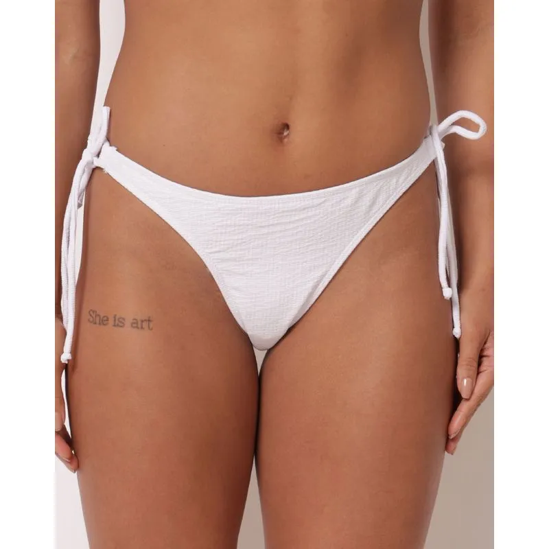 Calcinha Biquini Texturizado Amarração Lateral Branco XG