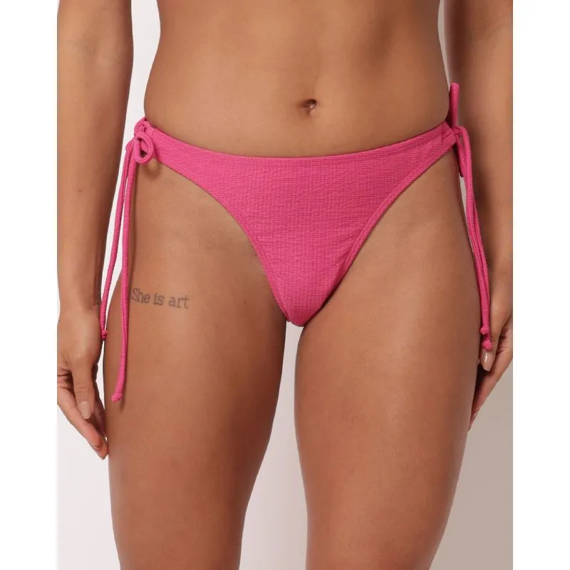 Calcinha Biquini Texturizado Amarração Lateral Rosa G