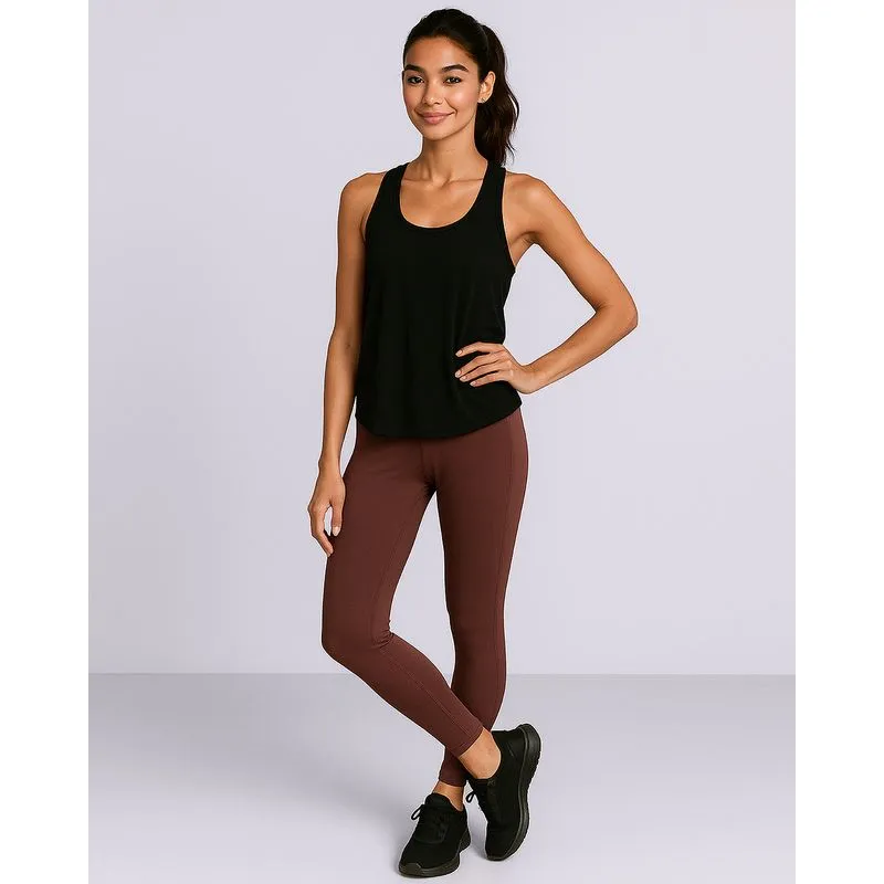 Calça Legging Fitness Feminino Poliamida com Cós Largo Marrom G