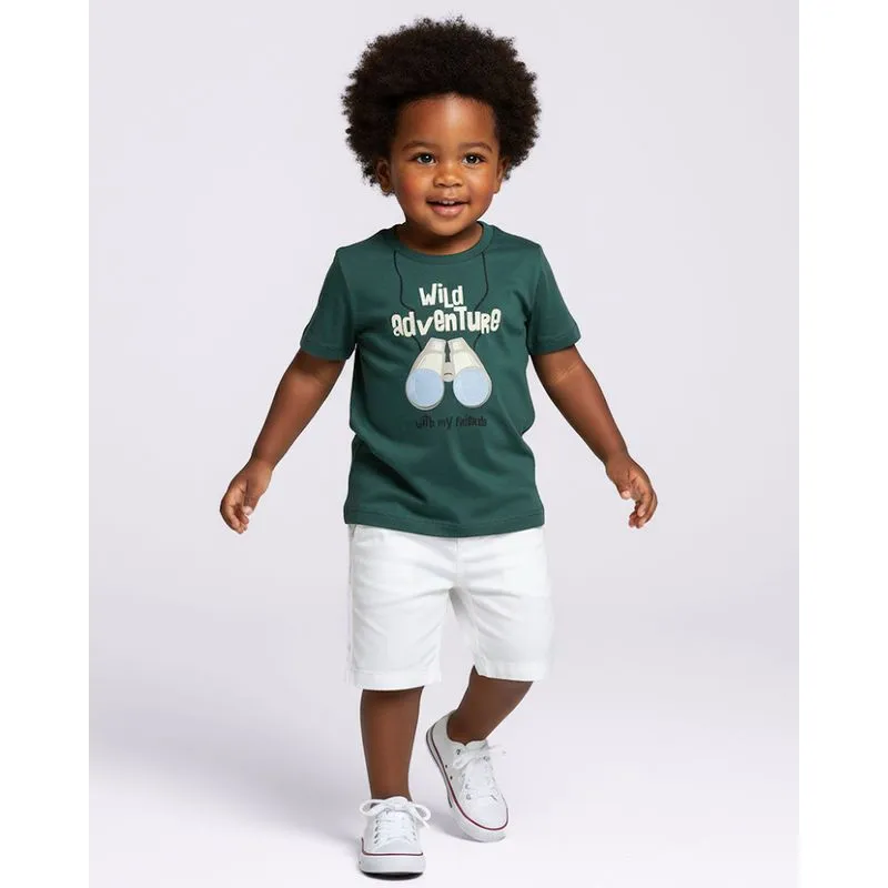 Camiseta Bebê Algodão Estampa Wild Adventure Interativa Verde 1