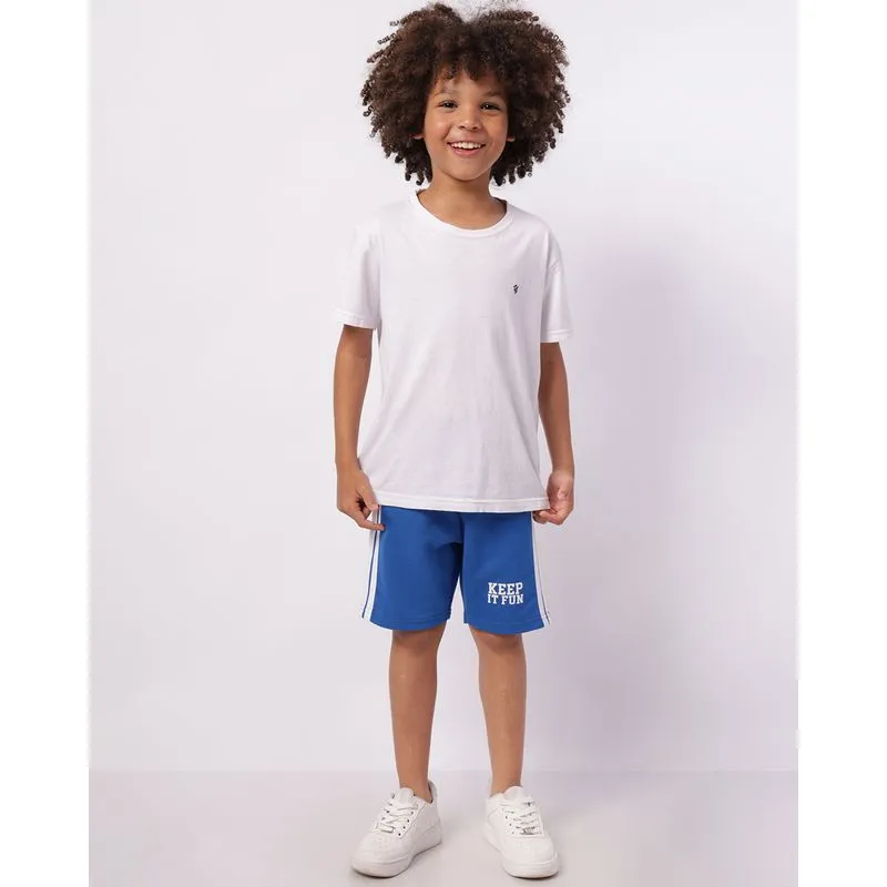 Bermuda Infantil Moletinho com Listras Azul 4