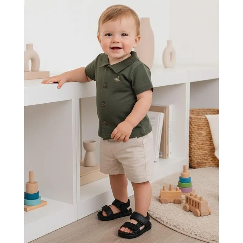 Camisa Bebê Algodão com Bordado Verde M