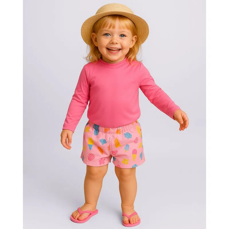 Blusa Proteção UV Bebê Manga Longa Rosa 3