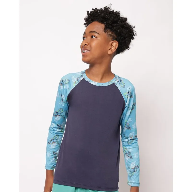 Camiseta Proteção UV Juvenil Manga Longa Raglan Marinho 16