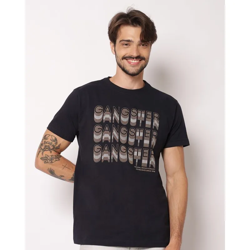 Camiseta Masculina Gangster Algodão Manga Curta Marinho M