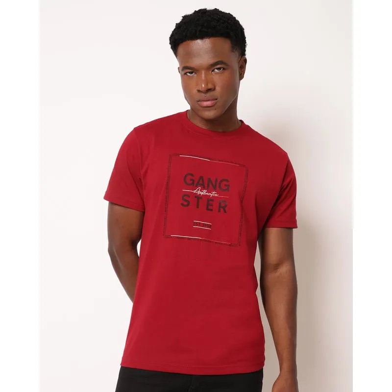 Camiseta Masculina Algodão Gangster com Estampa Vinho XGG