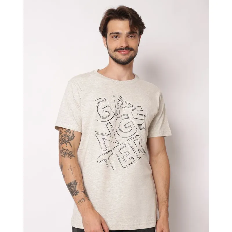 Camiseta Masculina Gangster com Estampa Cinza P