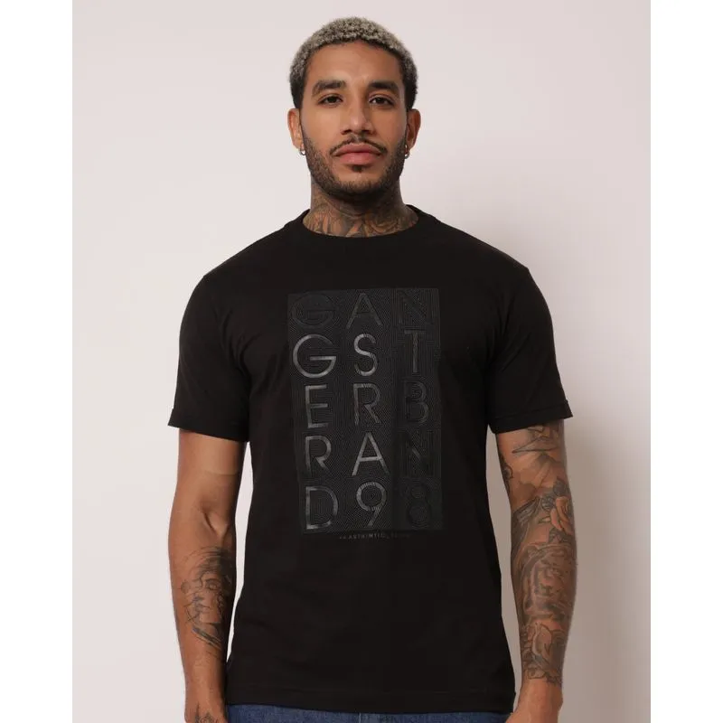 Camiseta Masculina Gangster Algodão com Estampa Preta GG