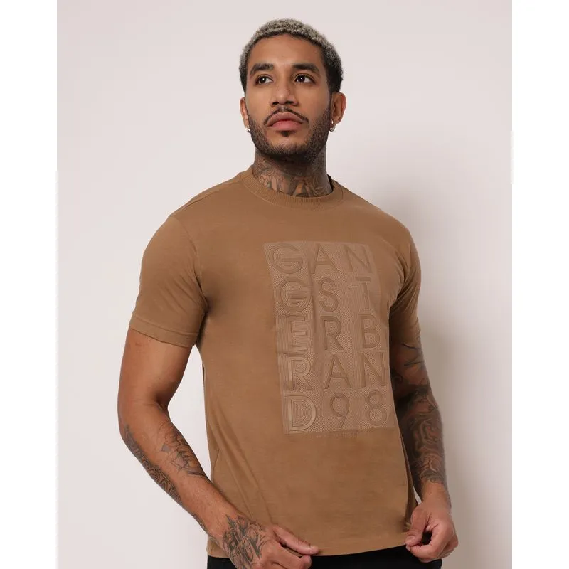 Camiseta Masculina Gangster Algodão com Estampa Marrom GG
