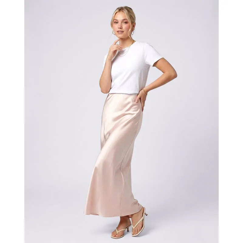 Saia Feminina Longa Acetinada Rosa M