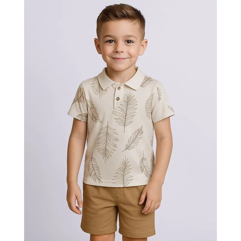 Conjunto Infantil Curto Estampa Tropical Off White 6