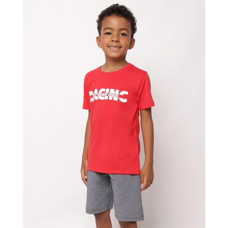 Conjunto Infantil Curto Algodão com Estampa Rancing Vermelho 8