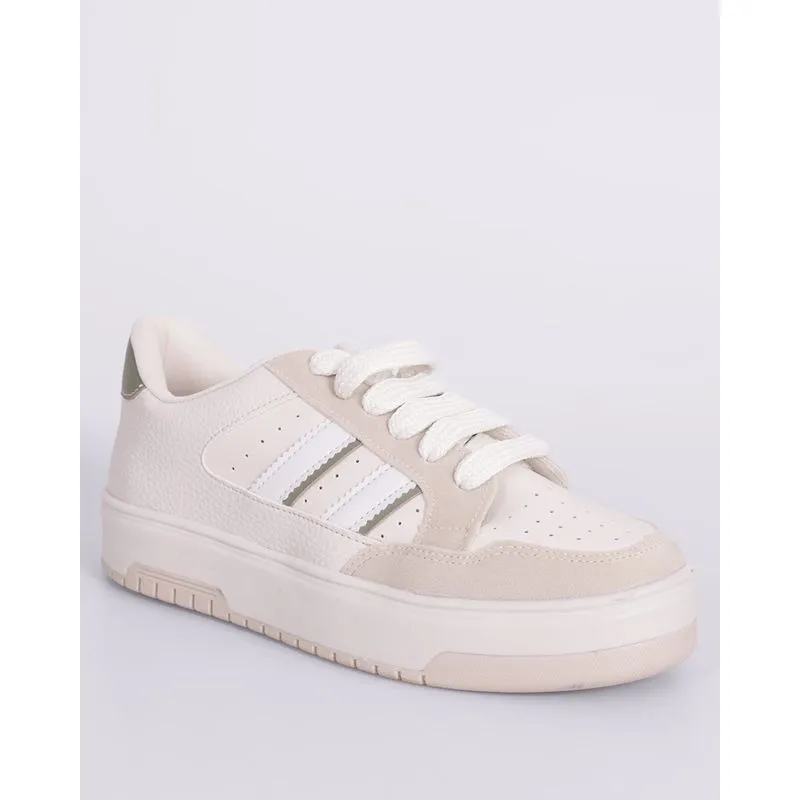 Tênis Feminino Casual com Recortes Donatta Bege 37