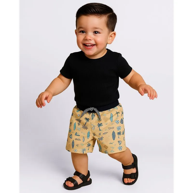 Bermuda Bebê Reta Estampada Amarela 3