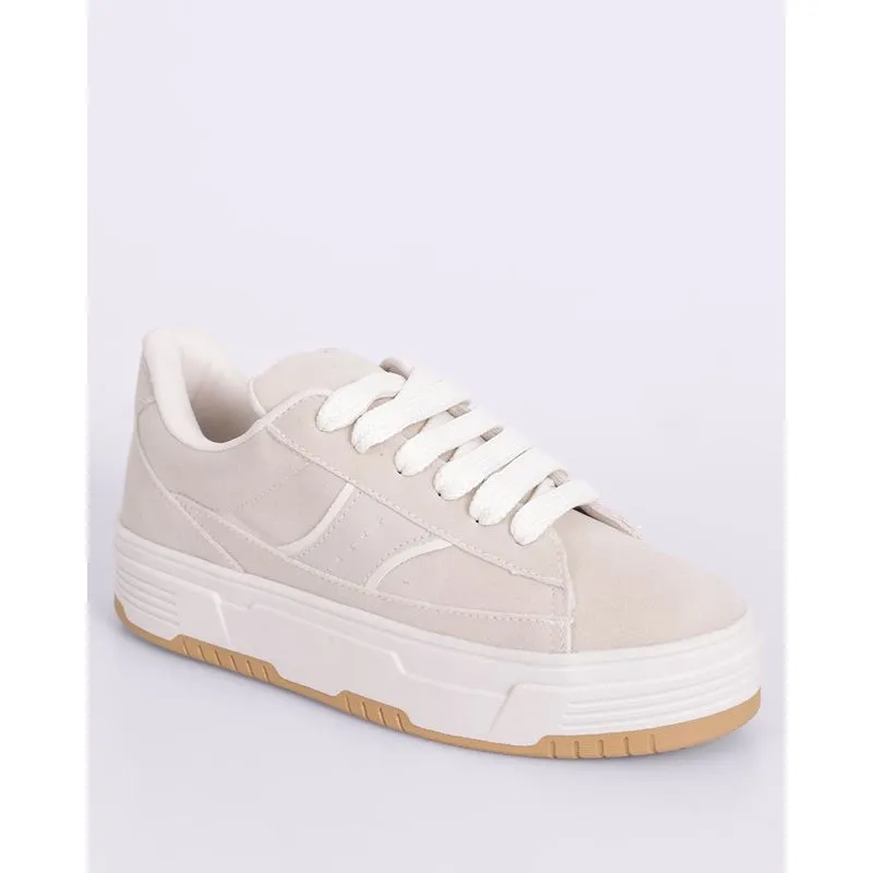 Tênis Feminino Casual Donatta com Recortes Bege 35