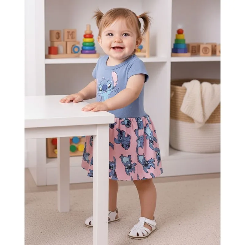 Vestido Bebê Algodão Disney Stitch Azul G