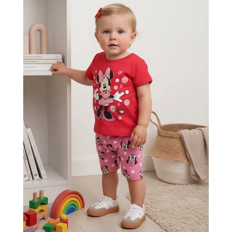 Conjunto Bebê Curto Algodão com Estampa Disney Minnie Vermelho G