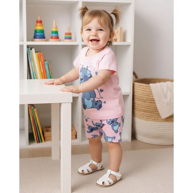 Conjunto Bebê Algodão Estampado Disney Stitch Rosa P