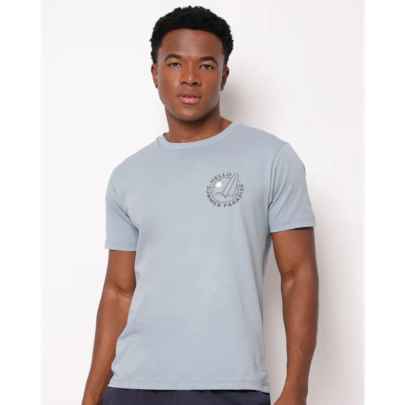 Camiseta Masculina Algodão Estampa Prancha Manga Curta Azul GG
